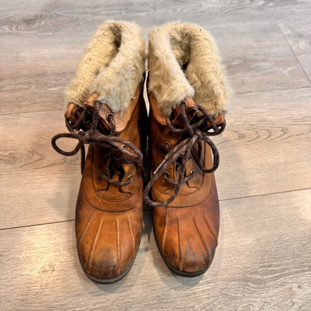 Merrell Chateau Mid Lace Fur Lined Lace Up Boots Brown Women US 7 Brown Oak‎